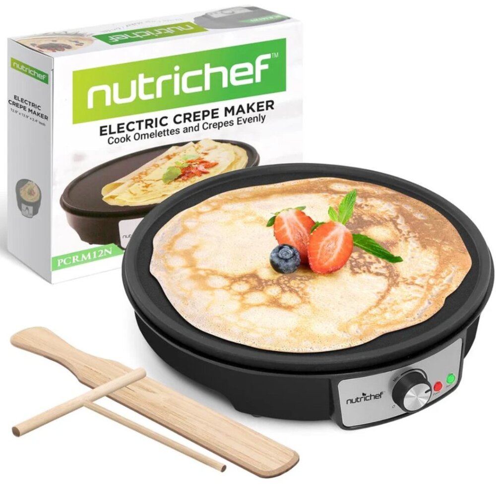 Nutrichef Electric Crepe Maker / Griddle, Hot Plate Cooktop